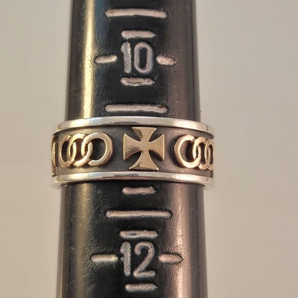 James Avery Retired Sterling 14k Maltese Cross Unity Circles Band Ring - Picture 7 of 8